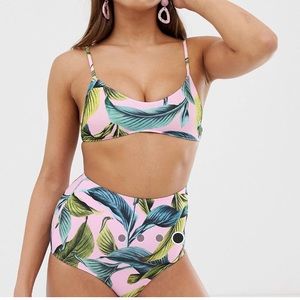 Monki Tropical Print Bikini Set